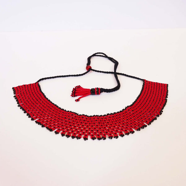 Anvi Shah's Beaded Necklace: Red and Black