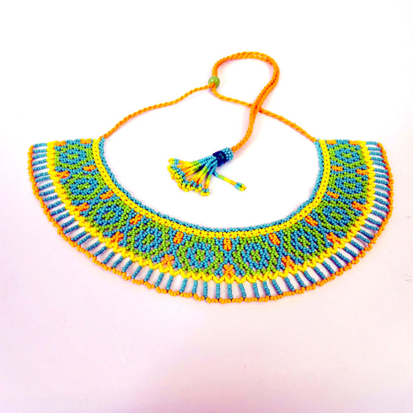 Anvi Shas's Beaded Necklace: Green and Yellow
