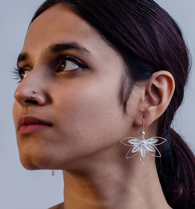 Champa Silver Filigree Earrings