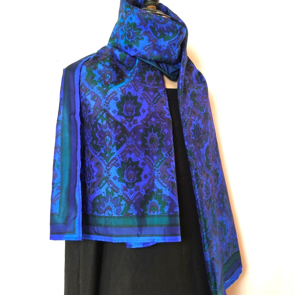 Mita Parekh's Block Printed Silk Stole: Blue