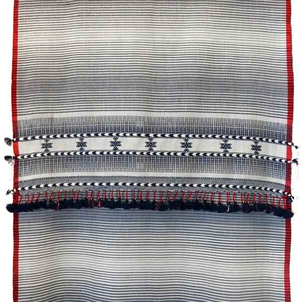 Bhujodi Ikat Tussah Silk Stole: Natural Iron-Grey