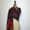 Bhujodi Striped Cotton Dupatta: Black, Maroon, Orange