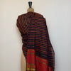 Bhujodi Striped Cotton Dupatta: Black, Maroon, Orange