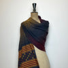 Bhujodi Striped Cotton Dupatta: Navy Blue, Maroon, and Ochre