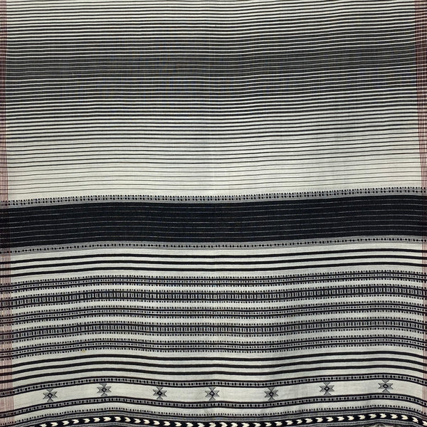 Bhujodi Striped Cotton Stole: Black and White