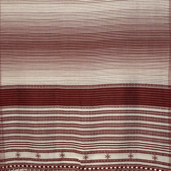 Bhujodi Striped Cotton Stole: Red and White