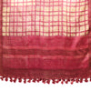 Checks: Hand Printed Tussah Silk Stole: Pink