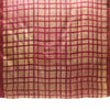 Checks: Hand Printed Tussah Silk Stole: Pink