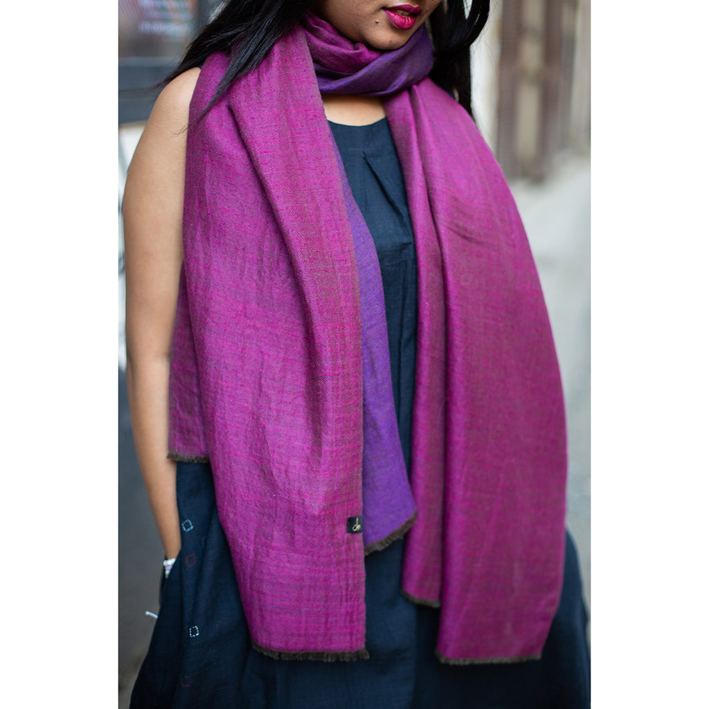 Dorukha Large Stole: Indian Rose and Violet