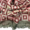 Modernist Squares: Hand Printed Tussah Silk Stole: Maroon and Ecru