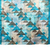 Modernist Triangles Hand Printed Tussah Silk Stole: Ecru and Turquoise