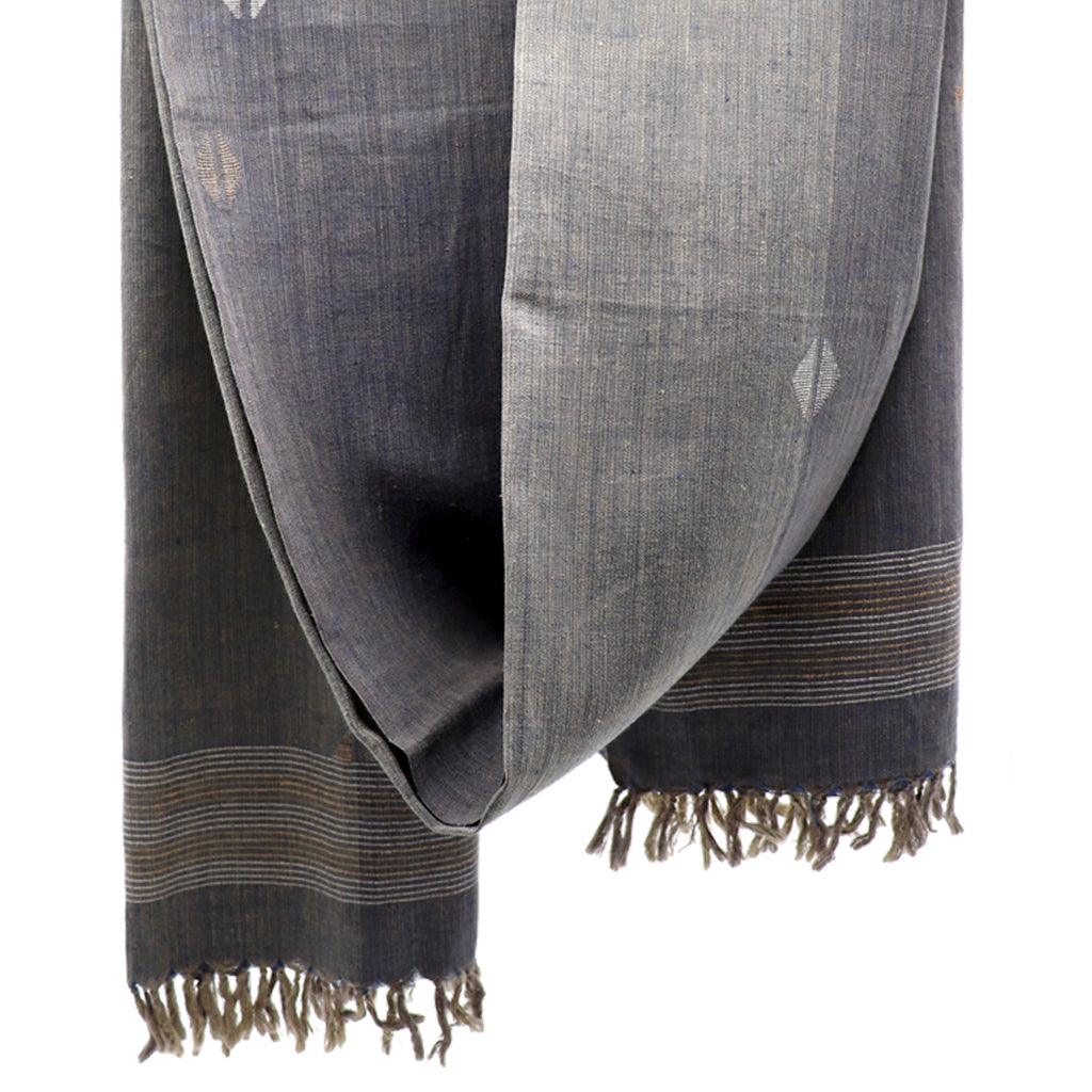 Karomi Natural Dyed Jamdani Stole: Grey