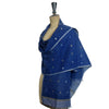 Natural Indigo Muslin Jamdani Stole: Charball: Indigo Blue