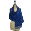 Natural Indigo Muslin Jamdani Stole: Charball: Indigo Blue