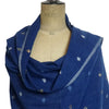 Natural Indigo Muslin Jamdani Stole: Charball: Indigo Blue