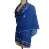 Natural Indigo Hand Spun Muslin Jamdani Stole: Random Circle: Indigo Blue