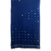 Natural Indigo Hand Spun Muslin Jamdani Stole: Random Circle: Indigo Blue