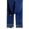 Natural Indigo Hand Spun Muslin Jamdani Stole: Random Circle: Indigo Blue