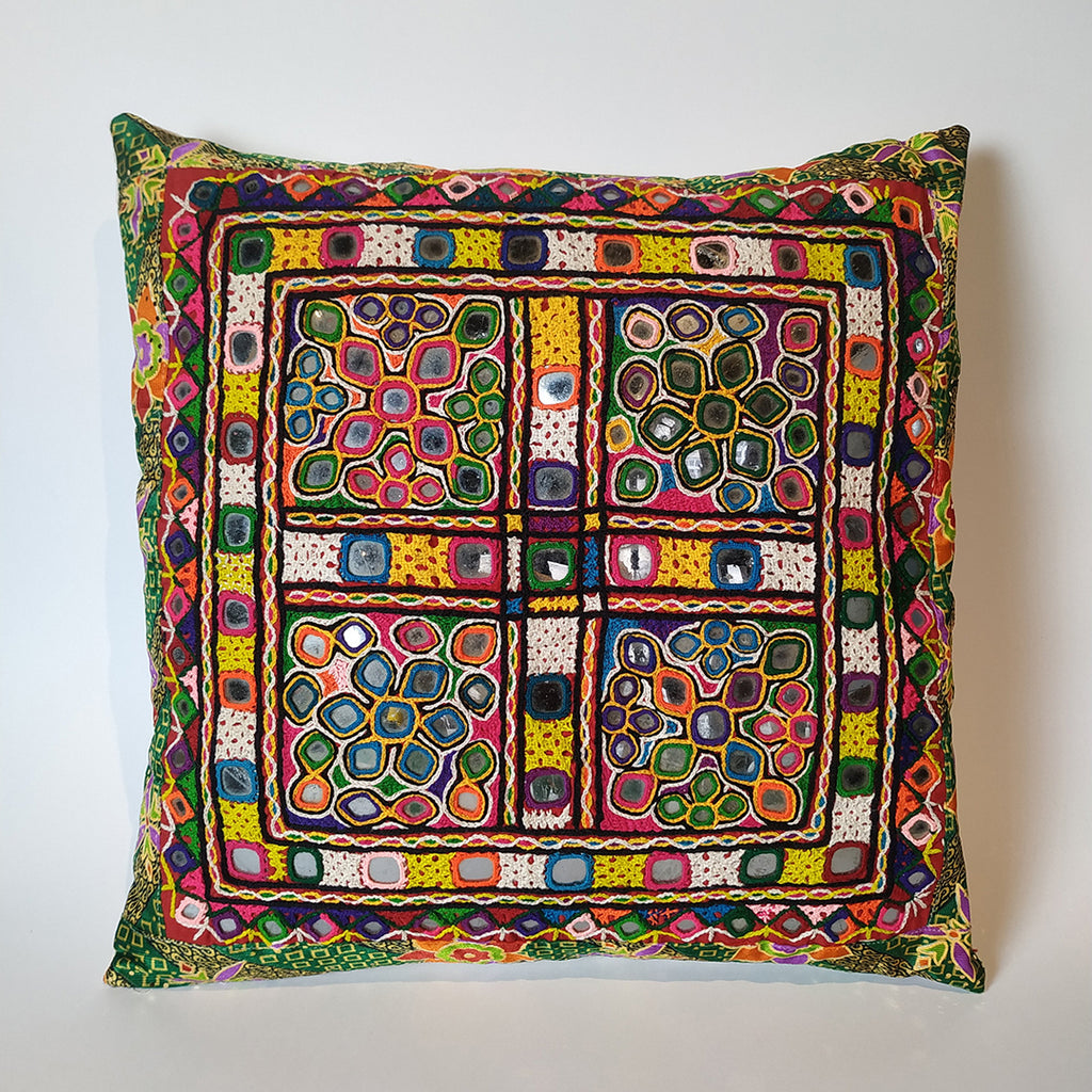 Vintage Vaghad Rajput Vintage Embroidered Chakla Cushion Cover