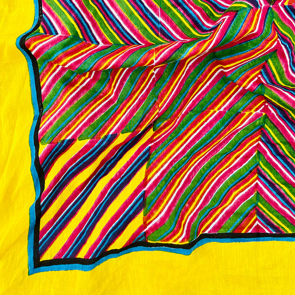 Stella Multicolour Block Printed Square: Yellow