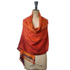 Tricolour Mulberry Jamdani Silk Stole: Red