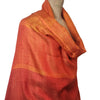 Tricolour Mulberry Jamdani Silk Stole: Red