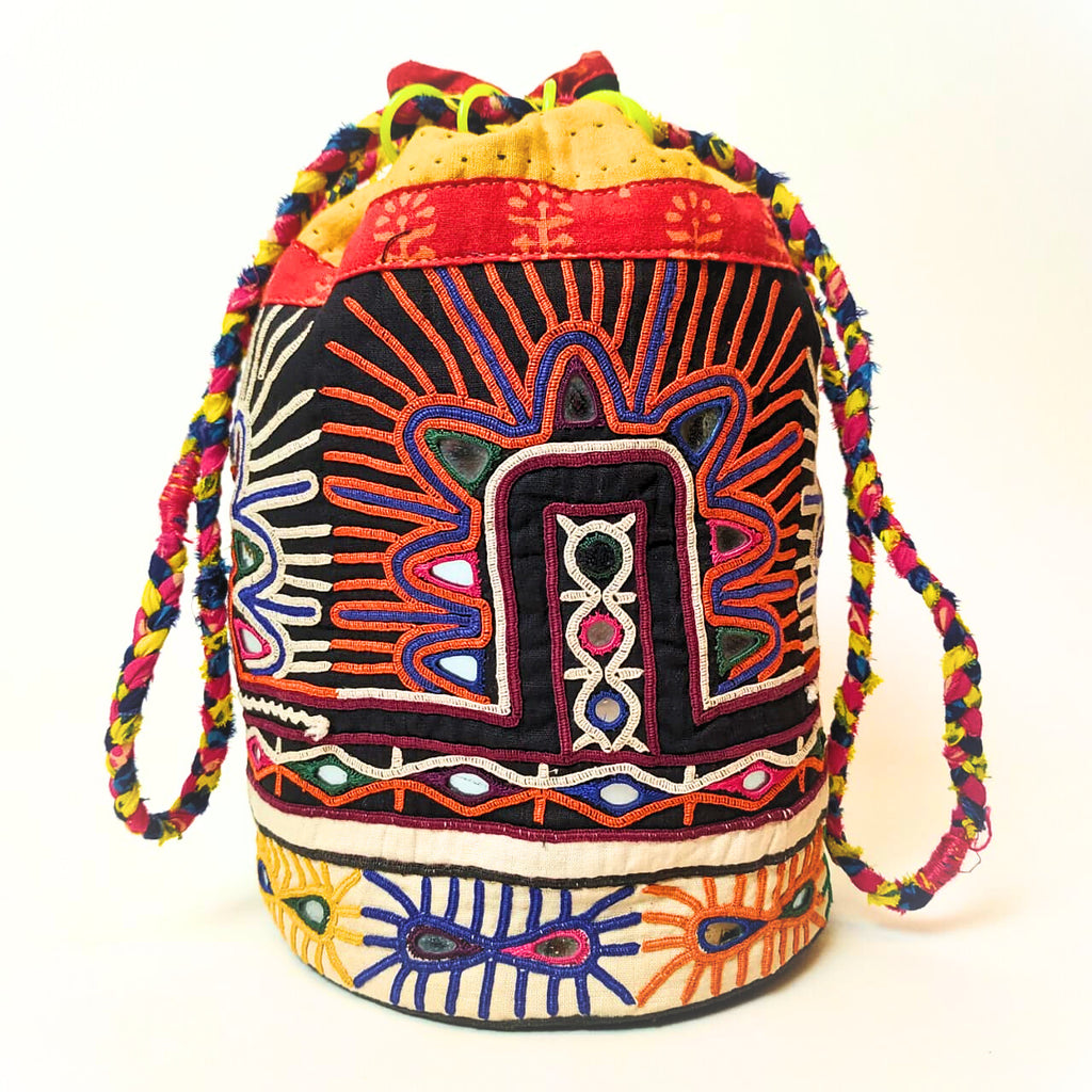 Vintage Rabari Embroidery Potli Bag: Multicolour