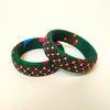 Pair of Beaded Bangles: Green and Red (Set of 2)