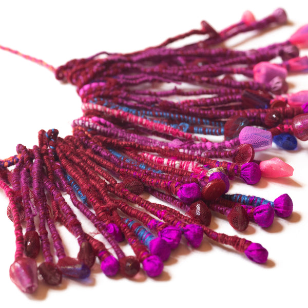 Wearable Art Fibre Necklace: Pink