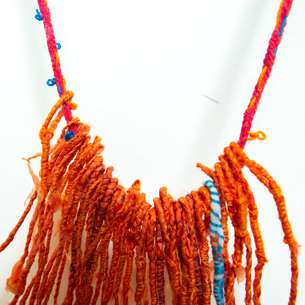 Wearable Art Fibre Necklace: Orange