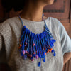 Wearable Art Fibre Necklace: Blue