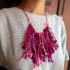 Wearable Art Fibre Necklace: Pink