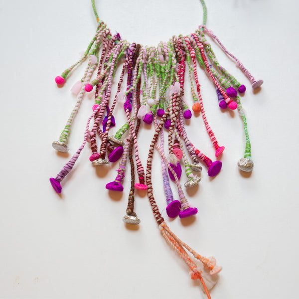 Wearable Art Fibre Necklace: Pink