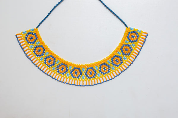 Anvi Shah's Beaded Beauties: Blue, Yellow, Mango yellow