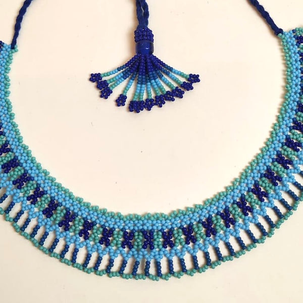 Anvi Shah's Beaded Necklace: Blue and Green