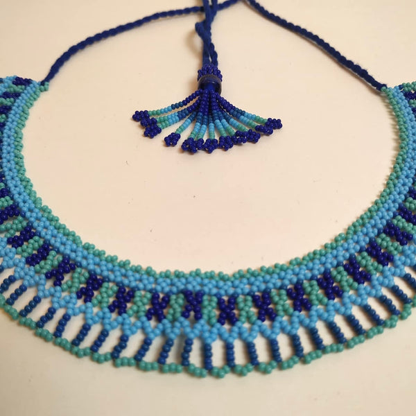 Anvi Shah's Beaded Necklace: Blue and Green