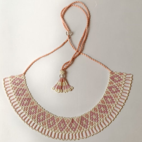 Anvi Shah's Beaded Necklace: Pink and White