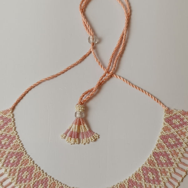 Anvi Shah's Beaded Necklace: Pink and White