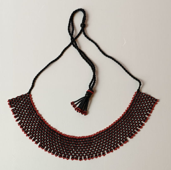 Anvi Shah's Beaded Necklace: Black and Red