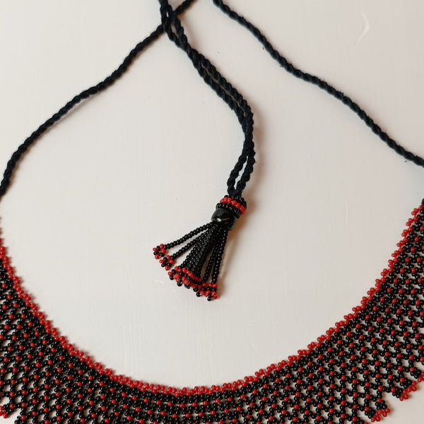 Anvi Shah's Beaded Necklace: Black and Red