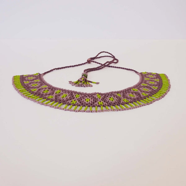 Anvi Shah's Beaded Necklace: Brown and Green
