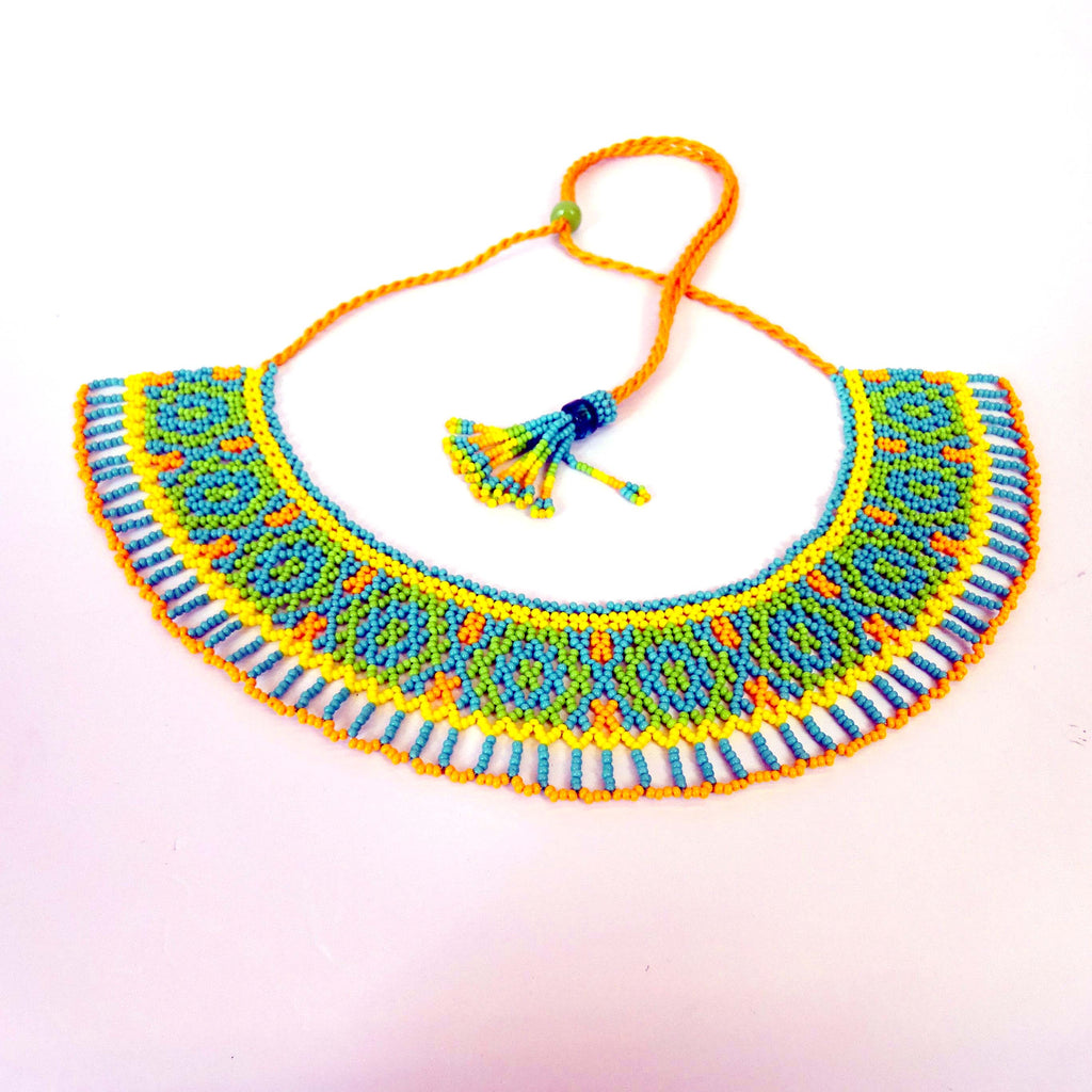 Anvi Shas's Beaded Necklace: Green and Yellow