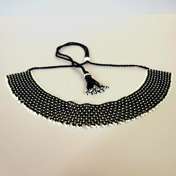 Anvi Shah's Beaded Necklace: Black and White