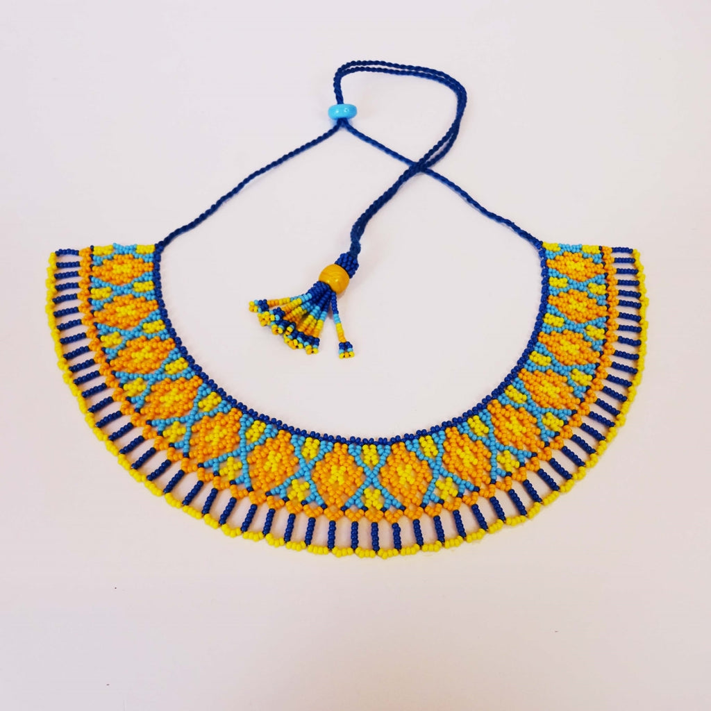 Anvi Shah's Beaded Necklace: Green and Yellow