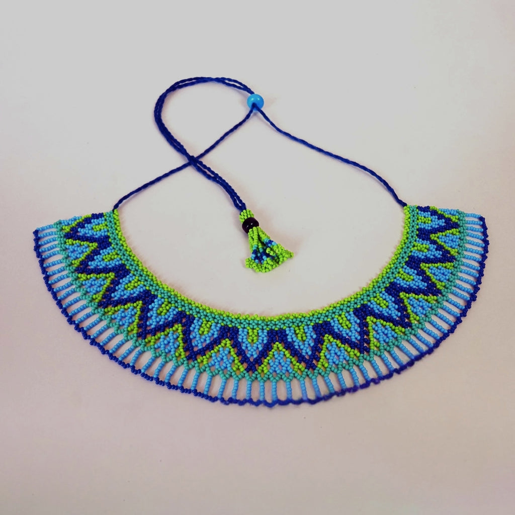 Anvi Shah's Beaded Necklace: Blue and Green
