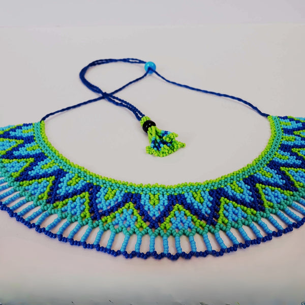 Anvi Shah's Beaded Necklace: Blue and Green