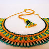 Anvi Shah's Beaded Necklace: Orange, Green and Blue