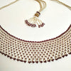 Anvi Shah's Beaded Necklace: White and Maroon