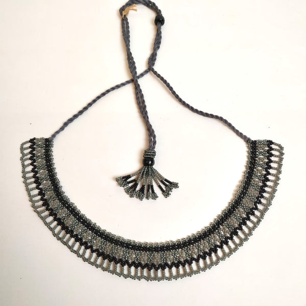 Anvi Shah's Beaded Necklace: Black and Grey