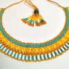 Anvi Shah's Beaded Necklace: Yellow, Golden and Blue